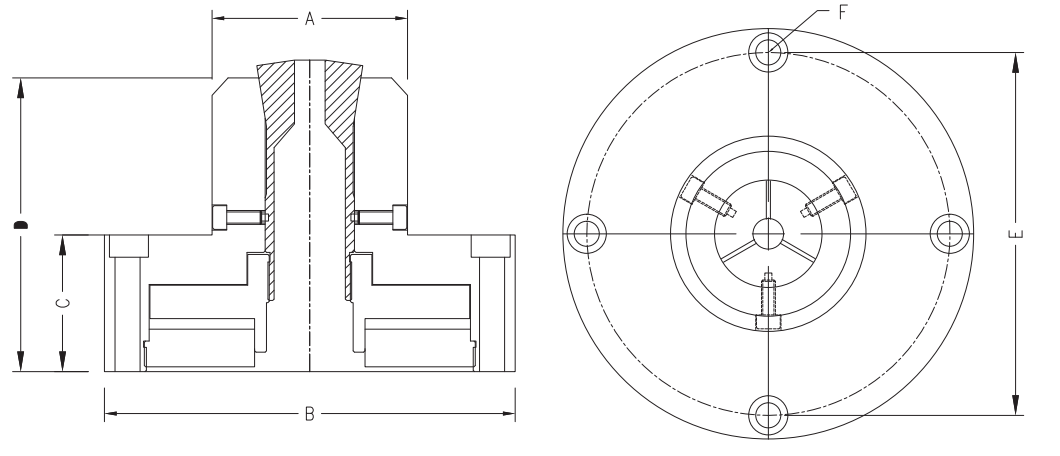 JAS-PL PRECISION AIR STATIONARY COLLET CHUCK PULL BACK TYPE 0