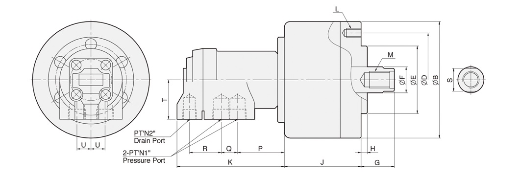 MH Non through-hole rotary hydraulic cylinder 0