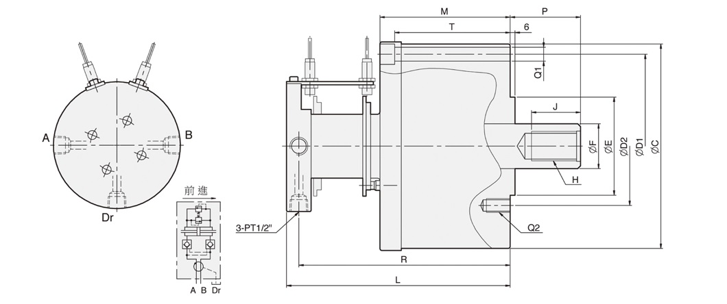 MR Short Type Non Through Hole Rotary Hydraulic 0