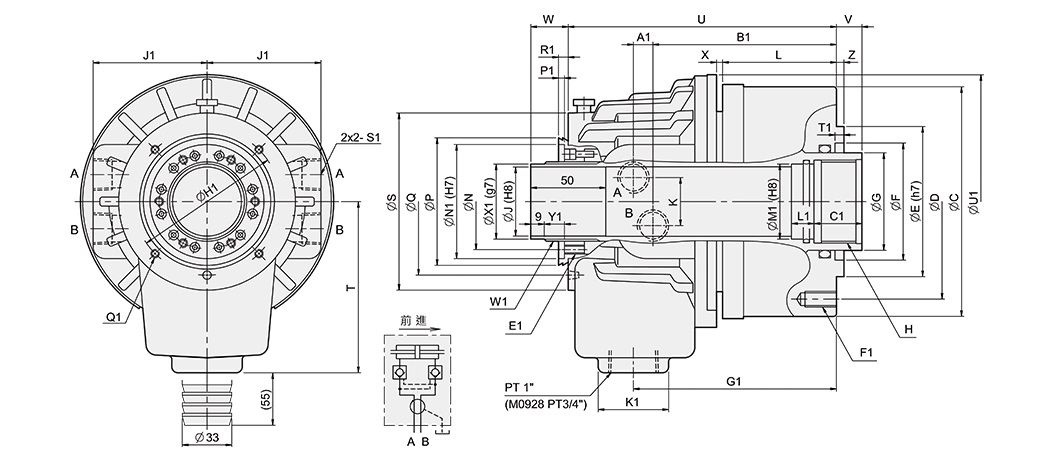 M High speed through-hole rotary hydraulic cylinder 0
